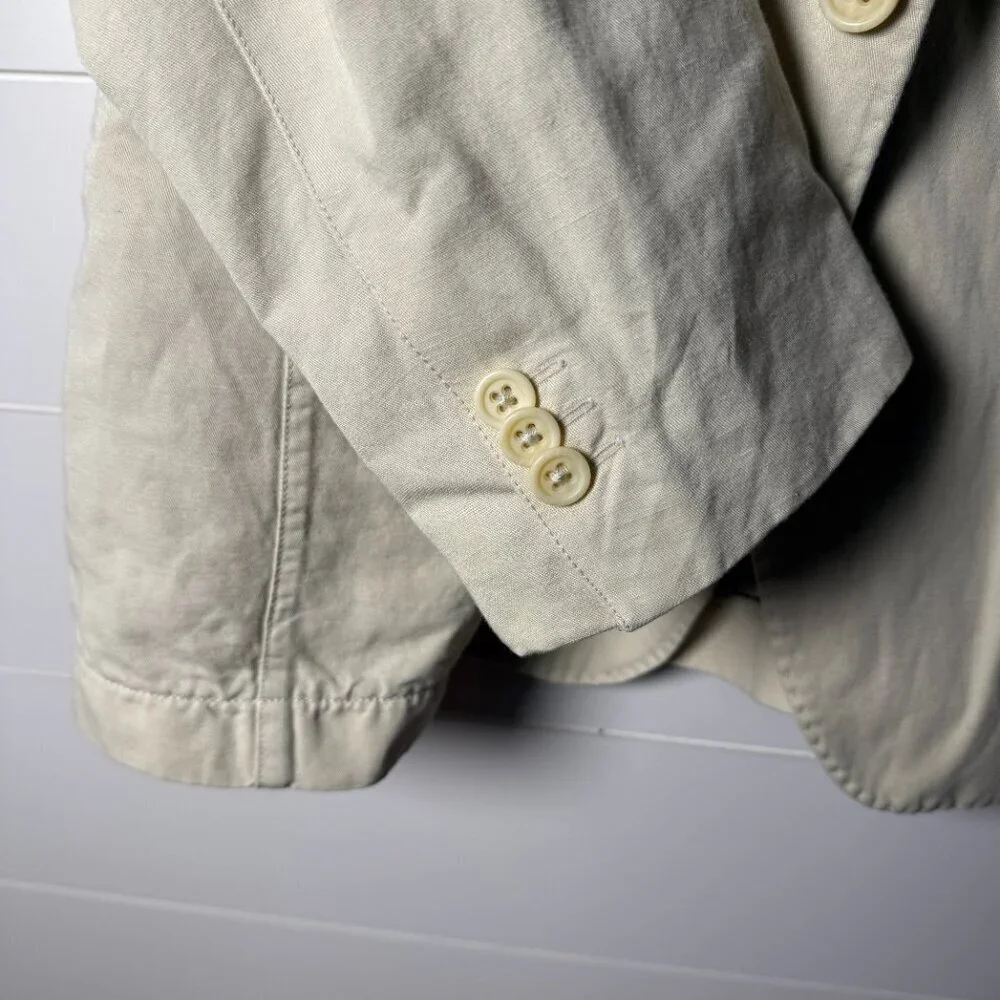 Banana Republic Blazer Sport Coat Mens 44R Beige Cotton Linen